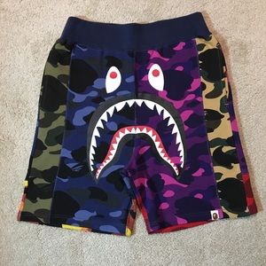 bape mixed camo shorts